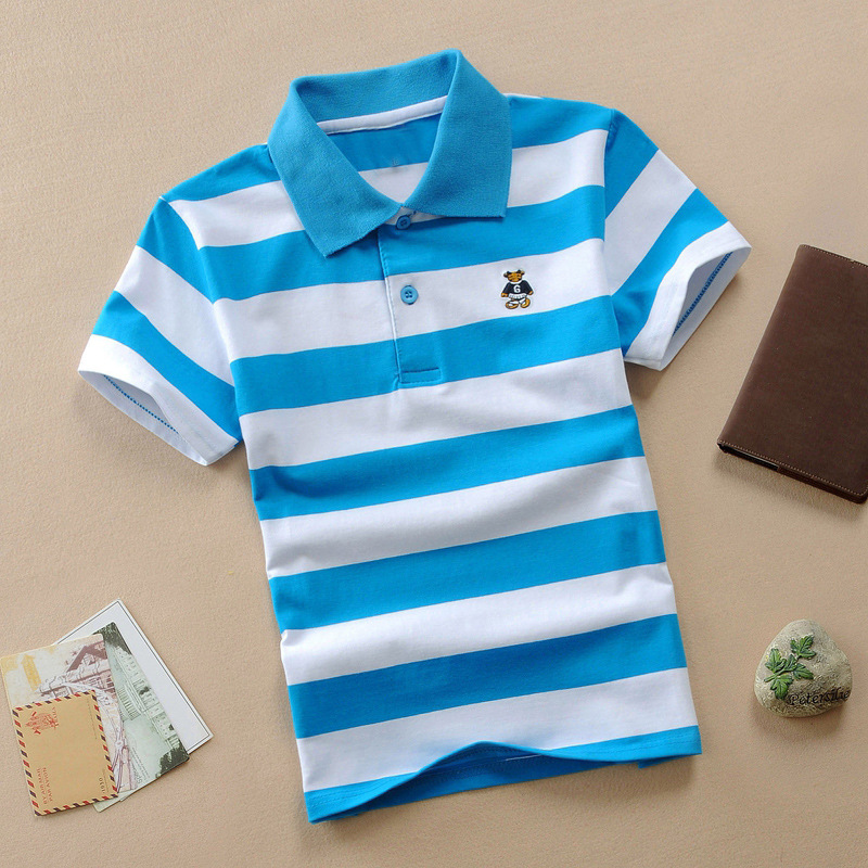 【18M-11Y】Boys Multicolor Cotton Striped Short-sleeved Polo Shirt 【18M-11Y】Boys Multicolor Cotton Striped Short-sleeved Polo Shirt