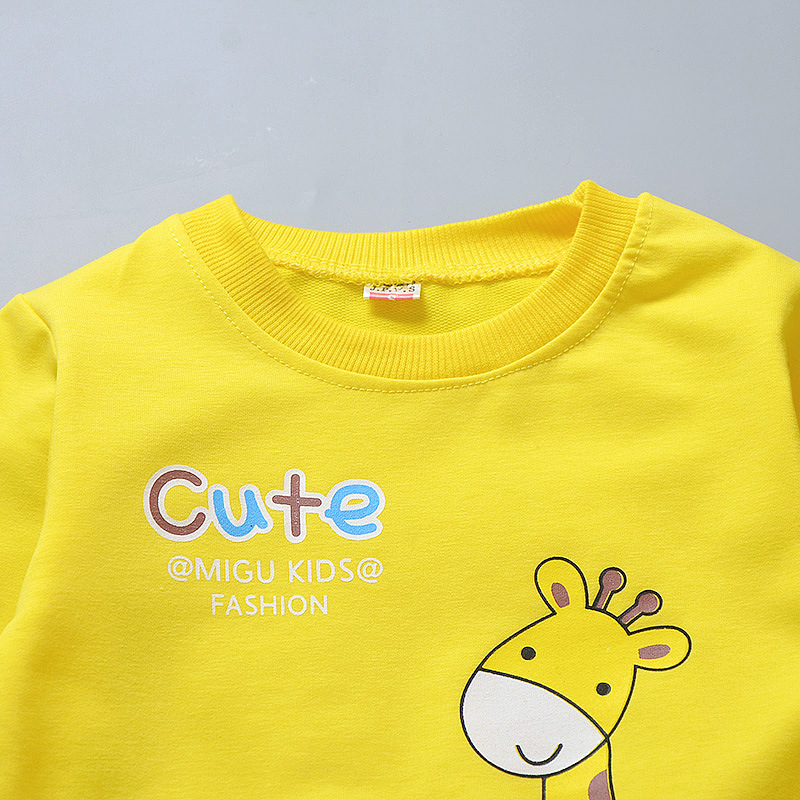 【9M-4Y】2-piece Unisex Giraffe Print Long-sleeved Sweatshirt And Pants Set 【9M-4Y】2-piece Unisex Giraffe Print Long-sleeved Sweatshirt And Pants Set