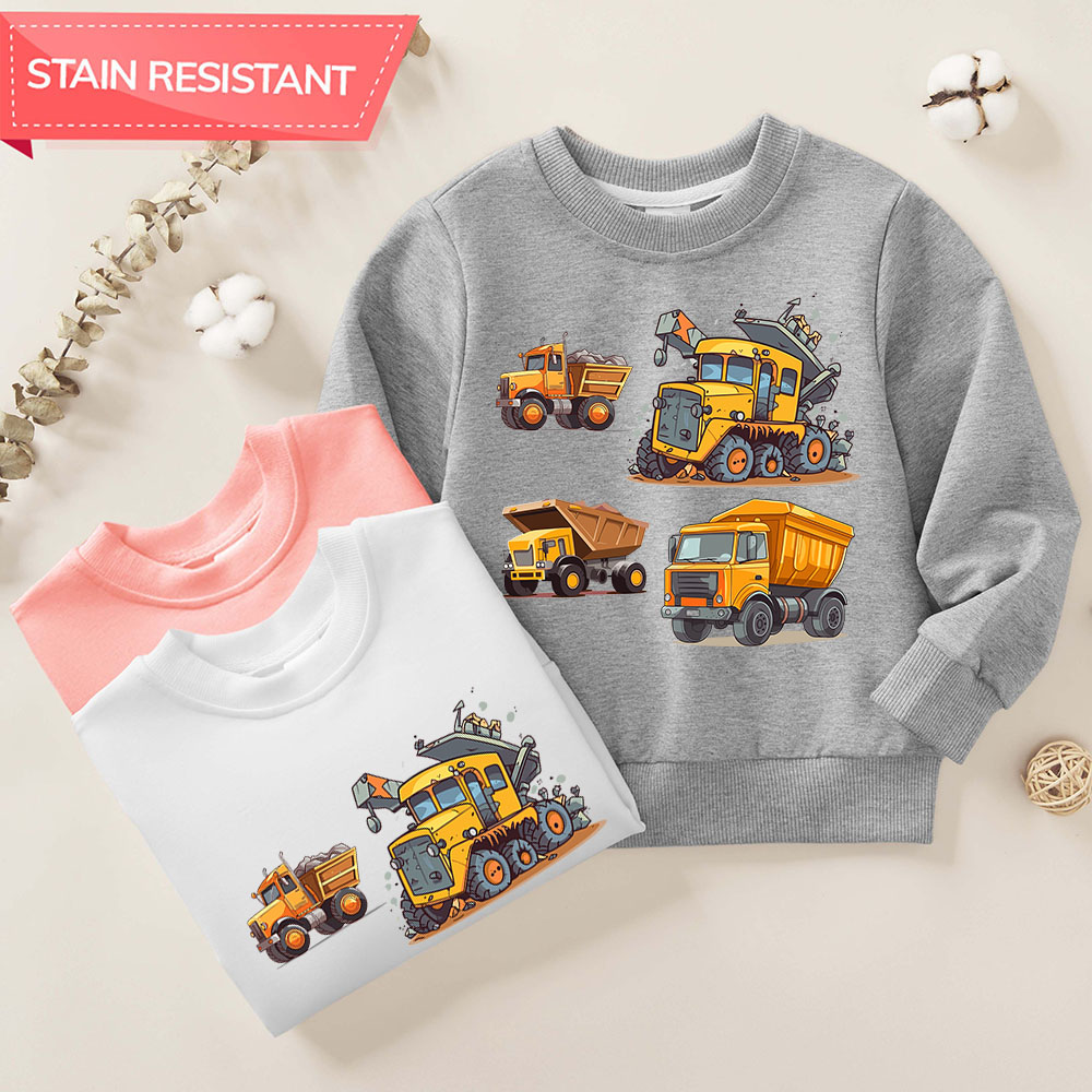 【12M-9Y】Boys Cotton Stain Resistant Engineering Car Print Long Sleeve Sweatshirt 【12M-9Y】Boys Cotton Stain Resistant Engineering Car Print Long Sleeve Sweatshirt