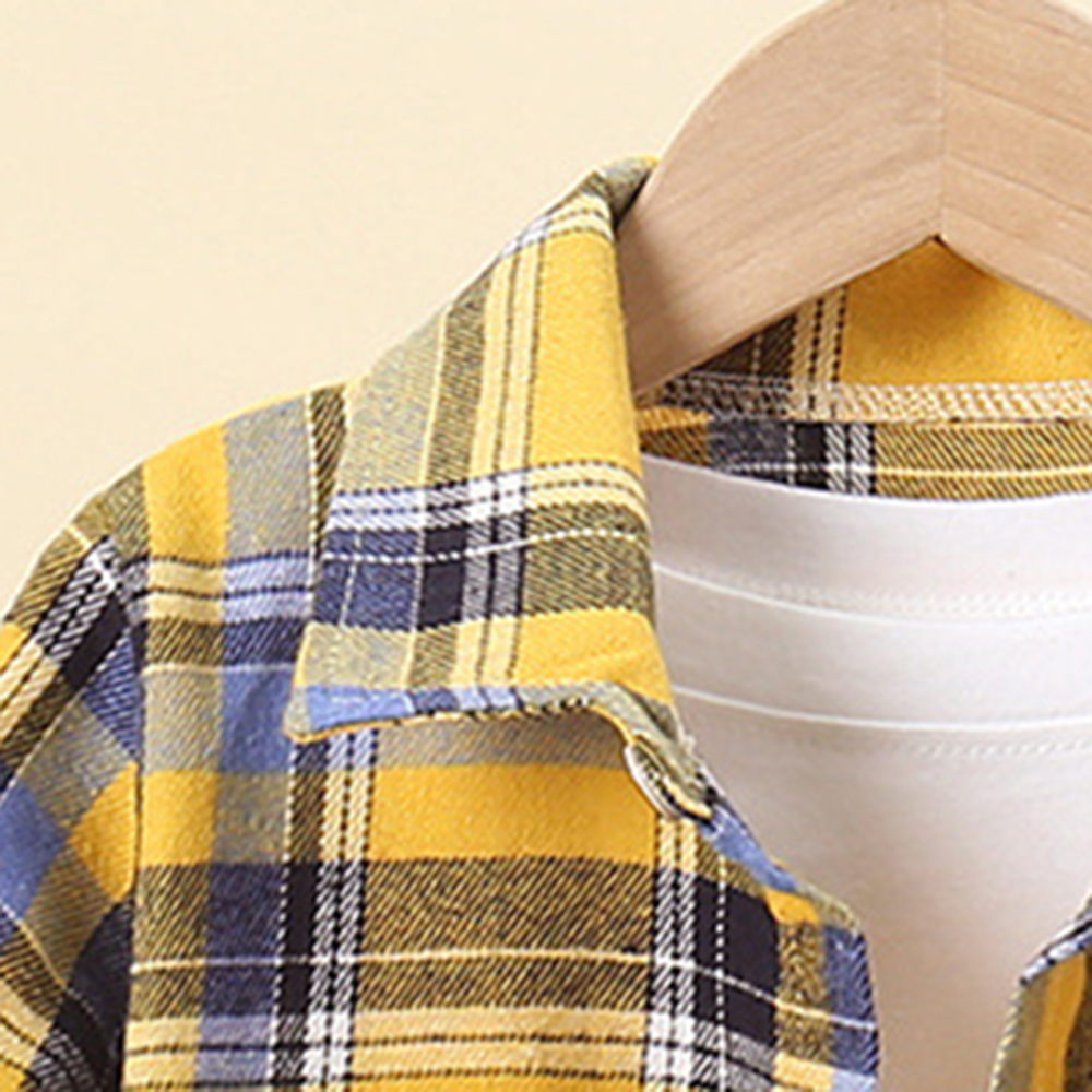 【18M-7Y】Boys Multicolor Plaid Long Sleeve Shirt (Only Shirt) - 4111 【18M-7Y】Boys Multicolor Plaid Long Sleeve Shirt (Only Shirt) - 4111