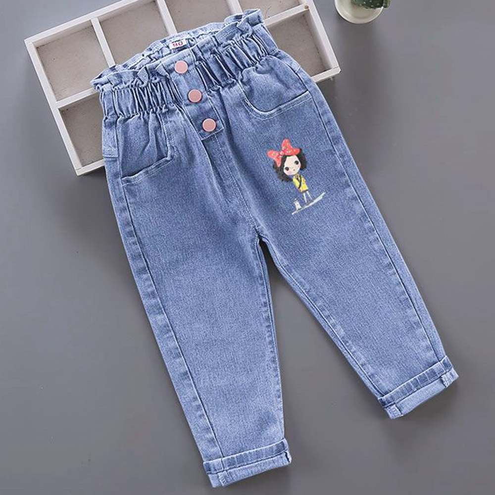 【18M-7Y】Girls Cartoon Print Jeans - 7137