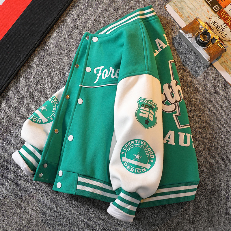 【3Y-12Y】Boys Letter Print Baseball Jacket - 4127 【3Y-12Y】Boys Letter Print Baseball Jacket - 4127