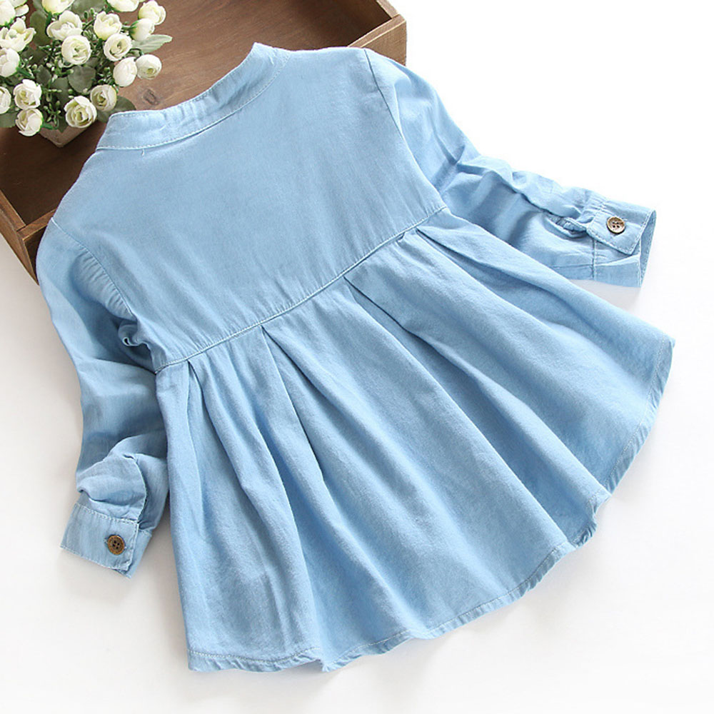 【3Y-12Y】Girls Denim Long Sleeve Shirt 【3Y-12Y】Girls Denim Long Sleeve Shirt