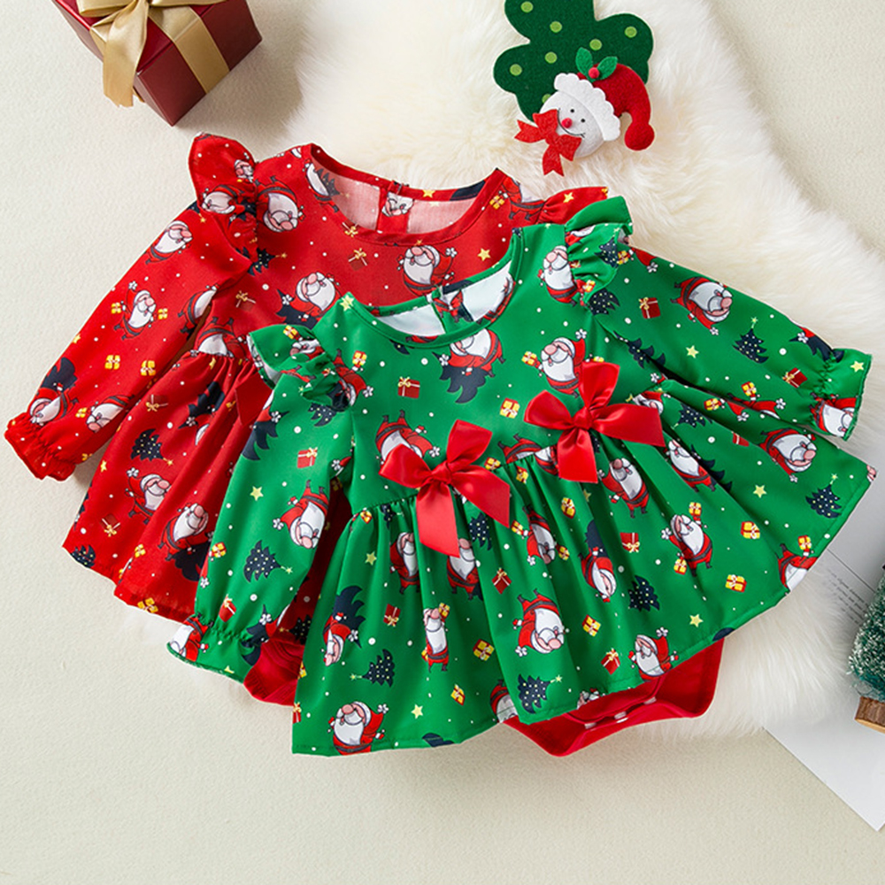 【3M-24M】Baby Girl Christmas Print Long Sleeve Romper 【3M-24M】Baby Girl Christmas Print Long Sleeve Romper
