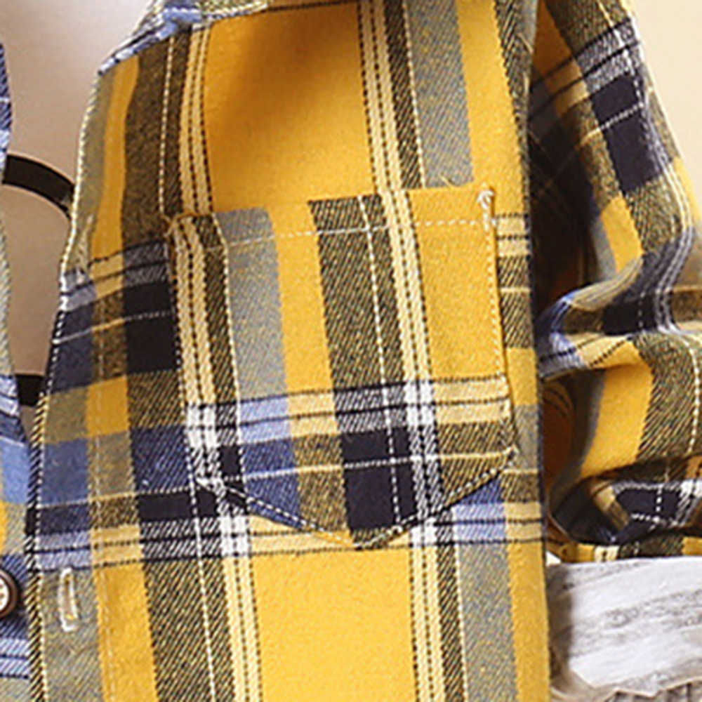 【18M-7Y】Boys Multicolor Plaid Long Sleeve Shirt (Only Shirt) - 4111 【18M-7Y】Boys Multicolor Plaid Long Sleeve Shirt (Only Shirt) - 4111