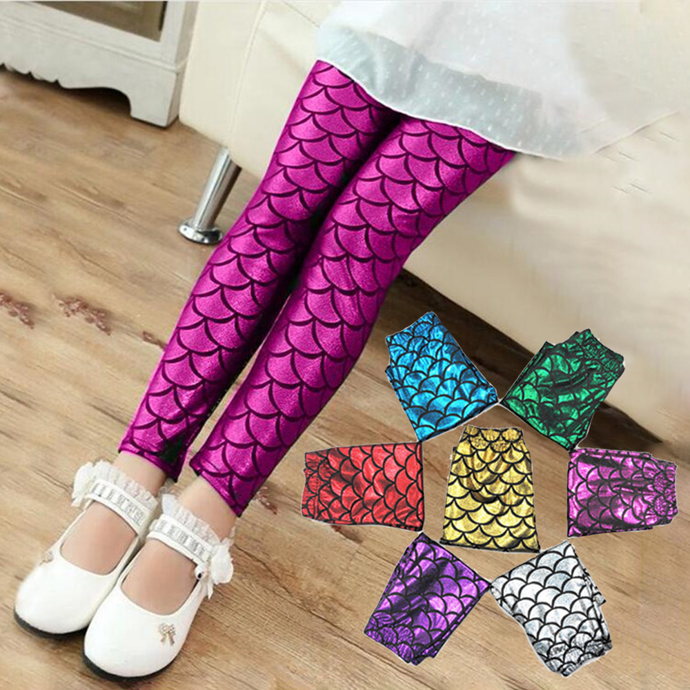 【2Y-11Y】Girls Multicolor Mermaid Leggings 【2Y-11Y】Girls Multicolor Mermaid Leggings