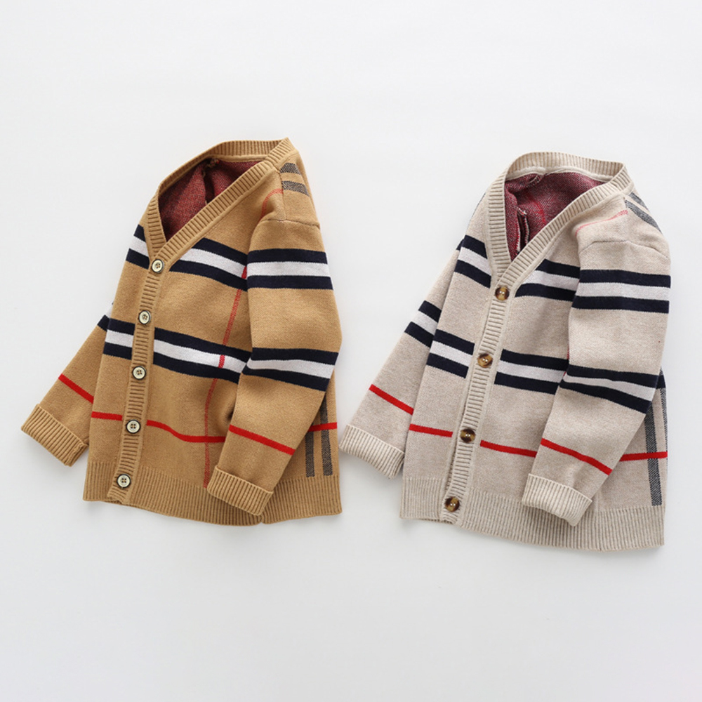 【2Y-9Y】Unisex Kids Plaid Long Sleeve Sweater Cardigan 【2Y-9Y】Unisex Kids Plaid Long Sleeve Sweater Cardigan
