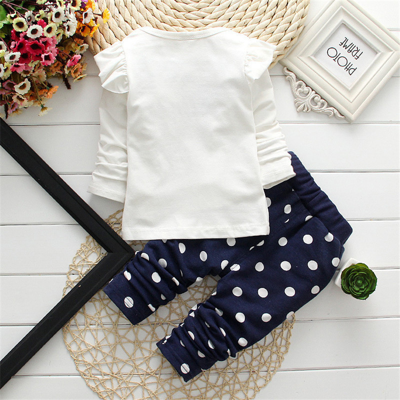【9M-7Y】2-piece Girls Polka Dot Print Long-sleeved T-shirt And Pants Set - 34276 【9M-7Y】2-piece Girls Polka Dot Print Long-sleeved T-shirt And Pants Set - 34276
