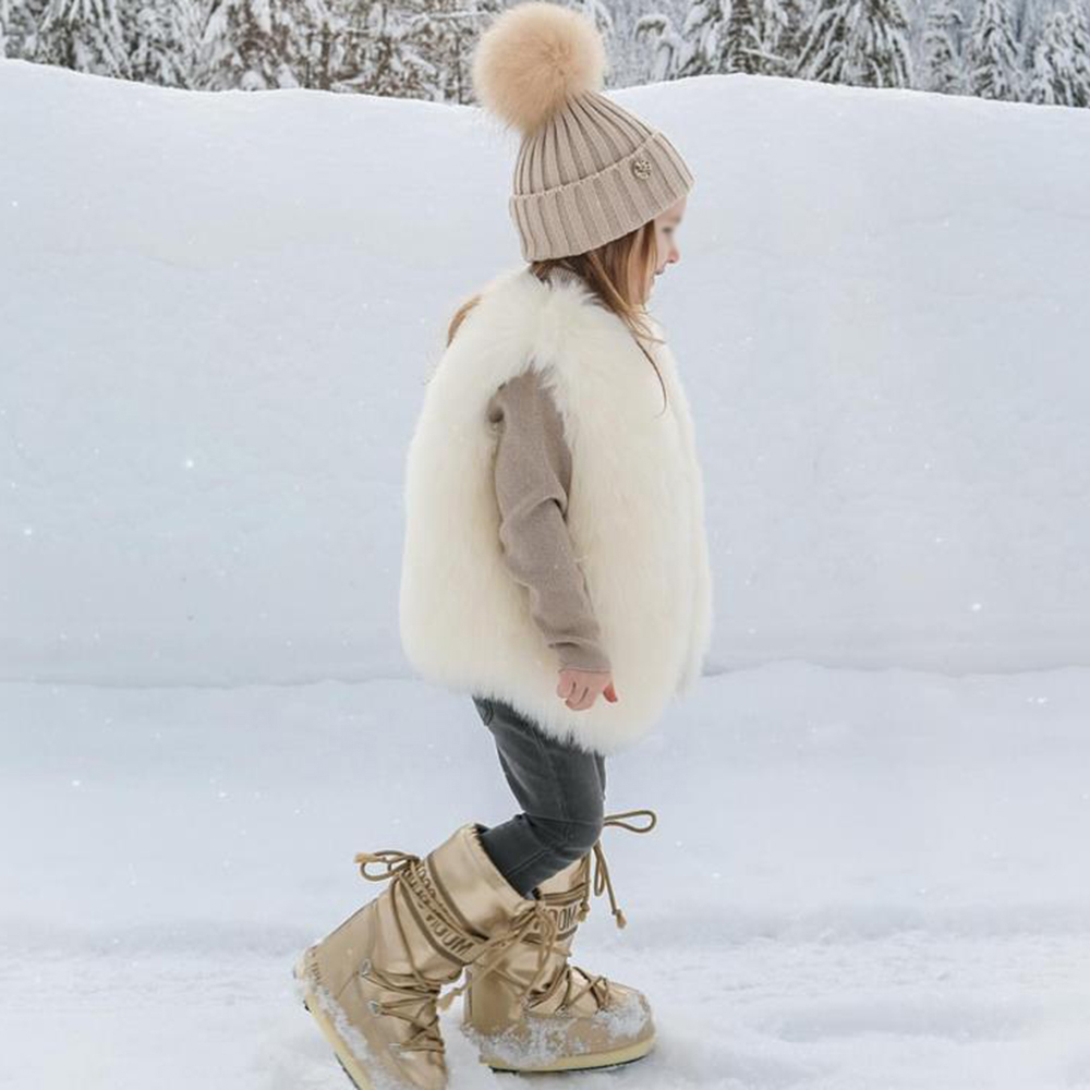 【12M-9Y】Girls Multicolor Thick Faux Fur Vest - 3180 【12M-9Y】Girls Multicolor Thick Faux Fur Vest - 3180