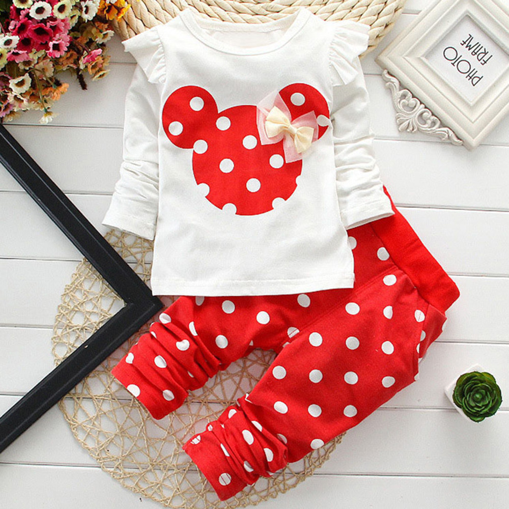 【9M-7Y】2-piece Girls Polka Dot Print Long-sleeved T-shirt And Pants Set - 34276 【9M-7Y】2-piece Girls Polka Dot Print Long-sleeved T-shirt And Pants Set - 34276