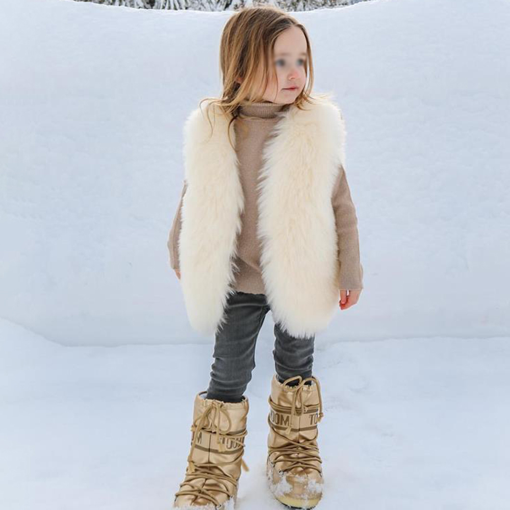【12M-9Y】Girls Multicolor Thick Faux Fur Vest - 3180 【12M-9Y】Girls Multicolor Thick Faux Fur Vest - 3180