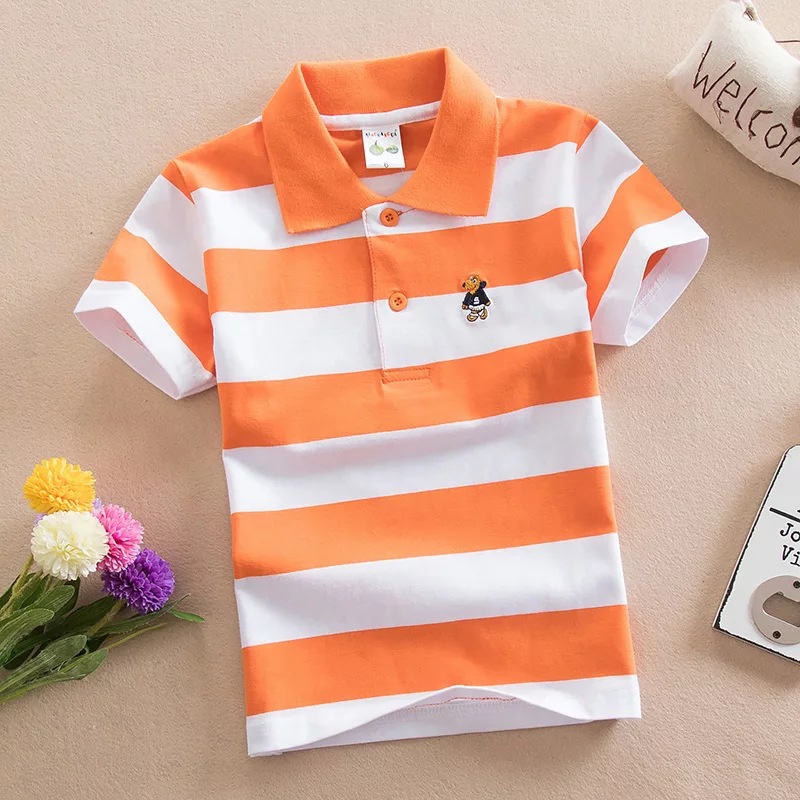 【18M-11Y】Boys Multicolor Cotton Striped Short-sleeved Polo Shirt 【18M-11Y】Boys Multicolor Cotton Striped Short-sleeved Polo Shirt