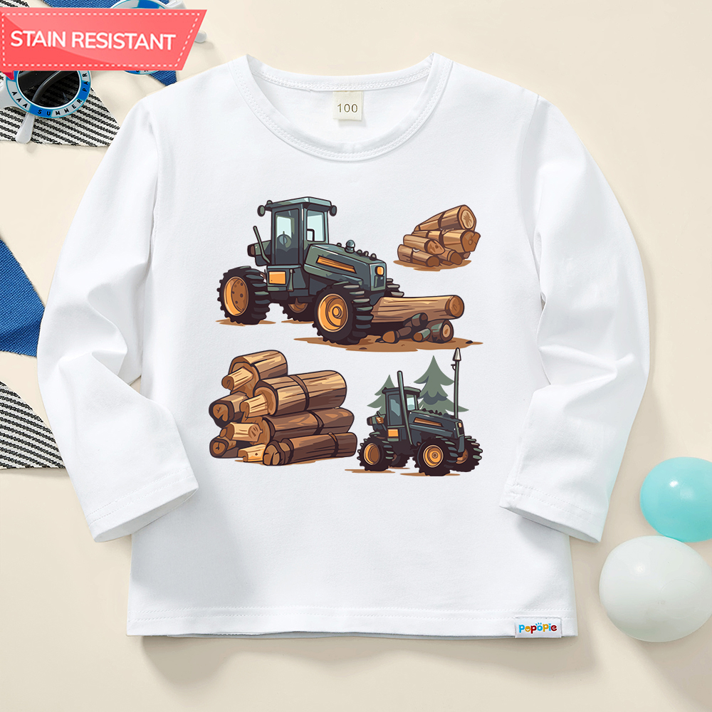【12M-9Y】Boys Cotton Stain Resistant Engineering Print Long Sleeve Tee 【12M-9Y】Boys Cotton Stain Resistant Engineering Print Long Sleeve Tee