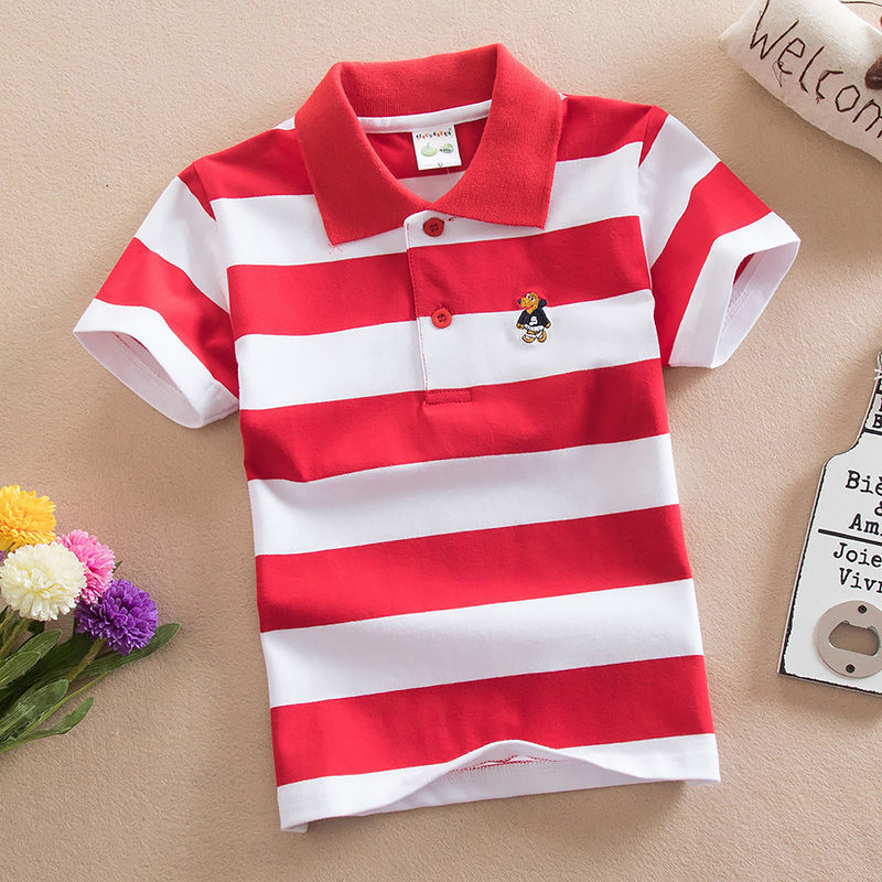 【18M-11Y】Boys Multicolor Cotton Striped Short-sleeved Polo Shirt 【18M-11Y】Boys Multicolor Cotton Striped Short-sleeved Polo Shirt