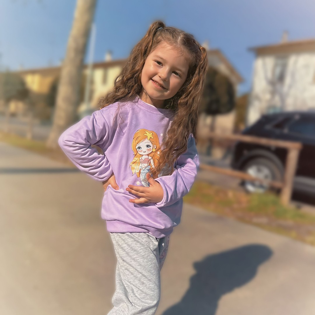 【18M-11Y】2-piece Girls Cute Mermaid Print Sweatshirt And Pants Set - 34287 【18M-11Y】2-piece Girls Cute Mermaid Print Sweatshirt And Pants Set - 34287