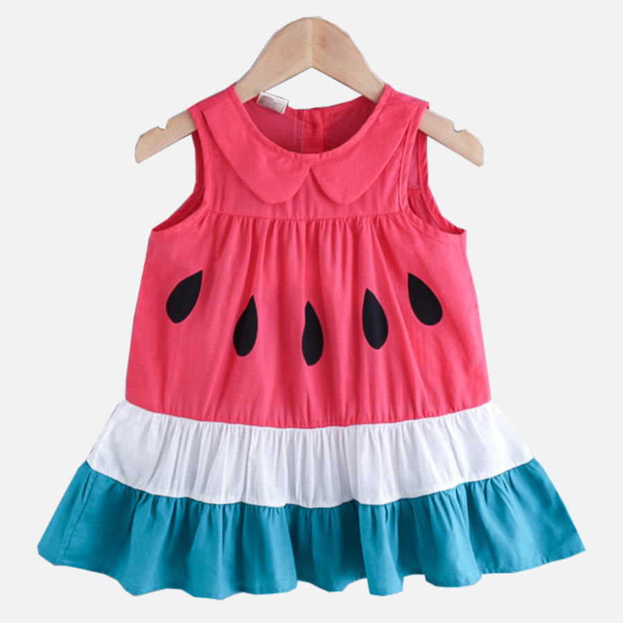 【18M-7Y】Girls Cute Contrast Stitching Doll Collar Sleeveless Dress - 3387 【18M-7Y】Girls Cute Contrast Stitching Doll Collar Sleeveless Dress - 3387